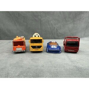Matchbox 4 Car Lot Mazda Fire Rescue Unit Flat Bed Truck Cement Mixer Cars Play